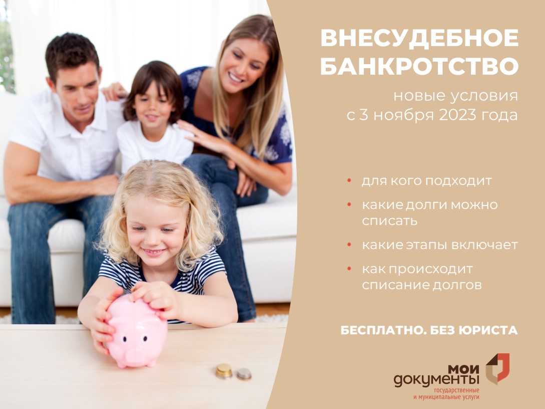 Информация о внесудебном банкротстве  через МФЦ.