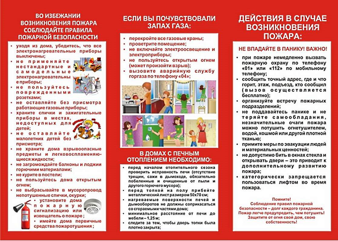 Действия в случае возникновения пожара.