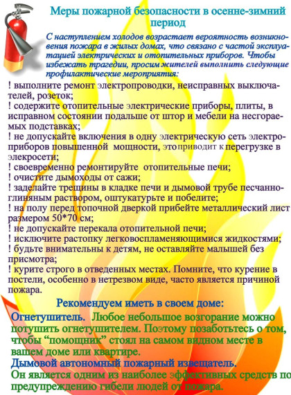 Меры пожарной безопасности. Меры пожарной безопасности.